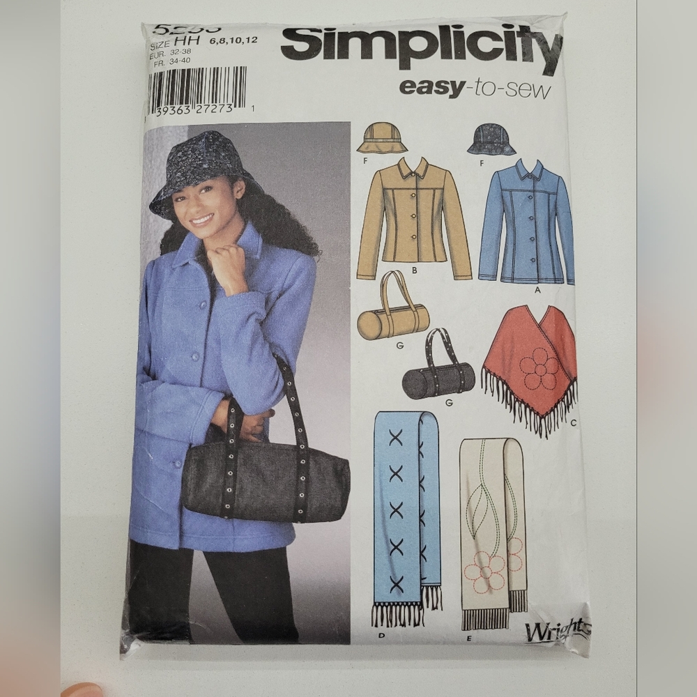 Simplicity 5253 Jacket Poncho Scarf Hat Sewing Pattern